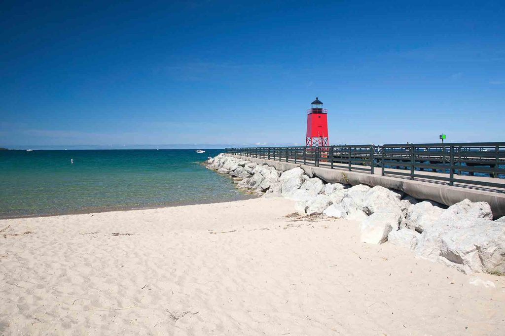 Charlevoix beach and lighthouse